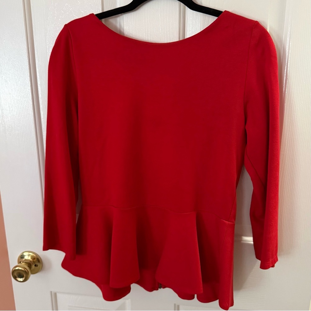 Alice + Olivia Vibrant Red Peplum Blouse